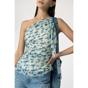 Victoria Beckham One Shoulder Draped Top in Cloud Blue UK 4 US 0